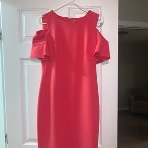 Calvin Klein Coral Cold Shoulder Dress